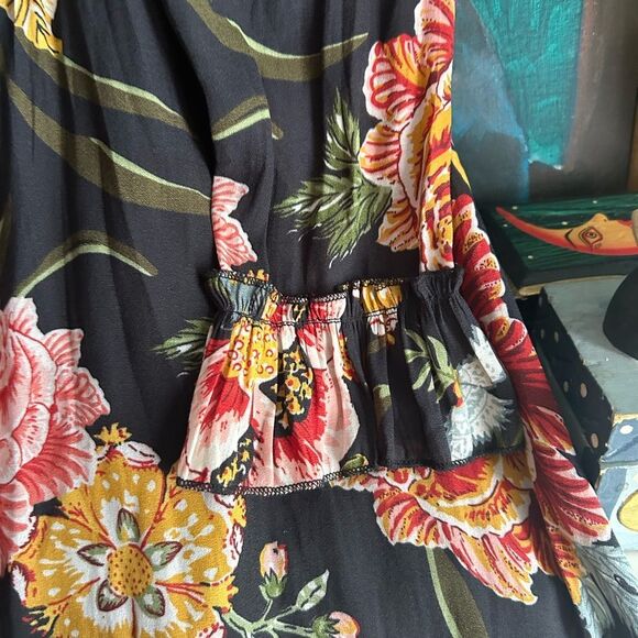 Twik by Simons Black Floral Long Sleeve Dress M - Picture 14 of 16